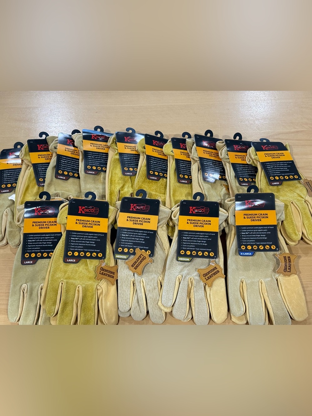Lot of 15 Genuine Leather Kinco Premium Grain & Suede Work Gloves New with Tags